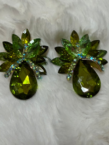 Green Statement Earrings