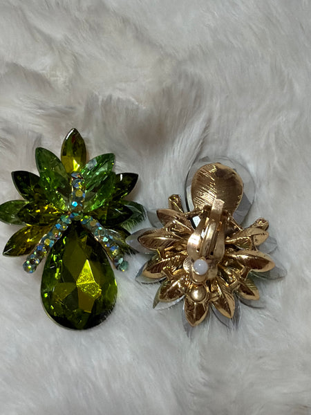 Green Statement Earrings