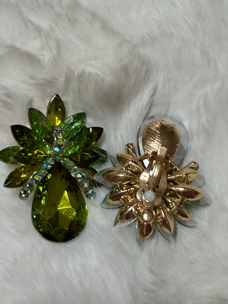 Green Statement Earrings