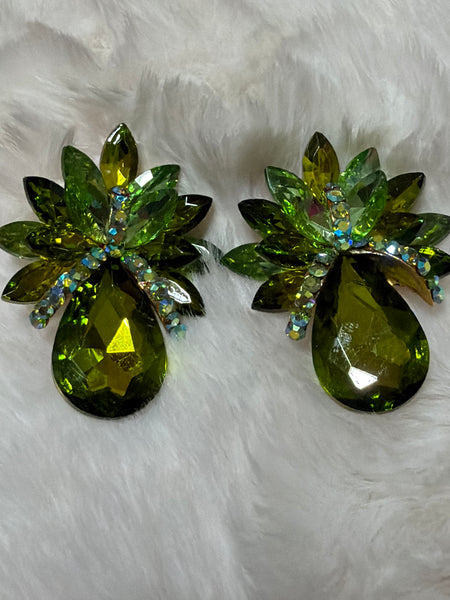 Green Statement Earrings